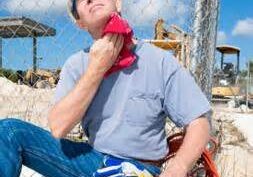 construction worker on break in the heat